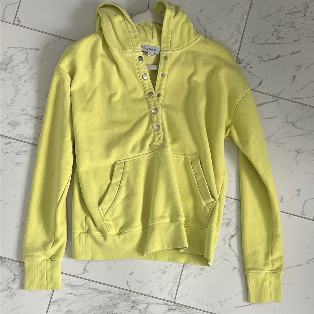 Evereve bright lemon lime snap Button-Up Hoodie